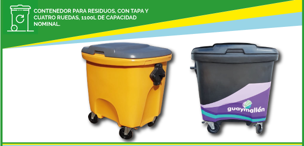 Contenedor plastico para residuos de 4 ruedas con tapa